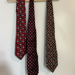 100% Silk Patterned Tie Set - Red, Blue, Gold, green bundle men’s print three